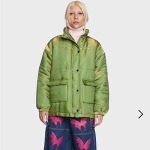 Daisy Street Shimmer Olive Puffer Jacket